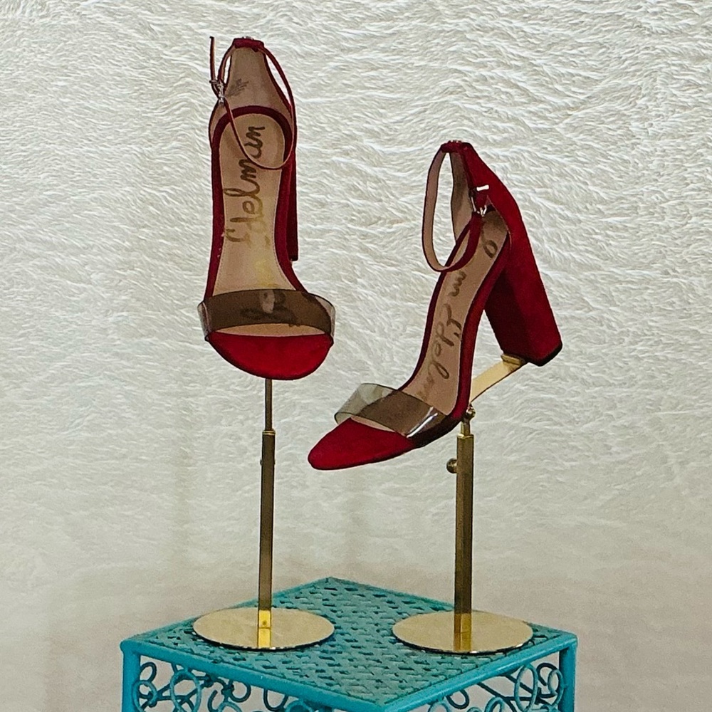 Sam Edelman 8 1/2W Red Heels Clear Strap